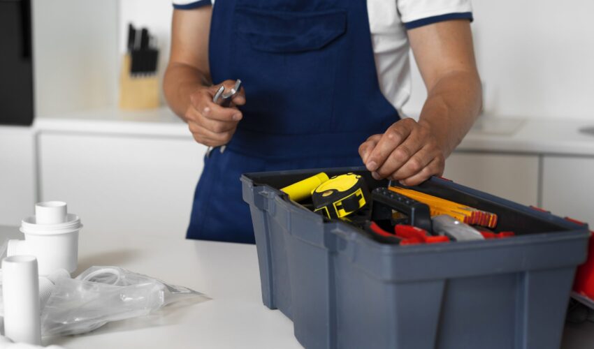 Handyman Services Dubai professional with toolbox preparing for home repair and maintenance work