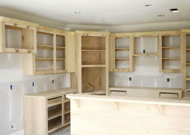 project05 Unfinished custom cabinets installed in a new kitchen